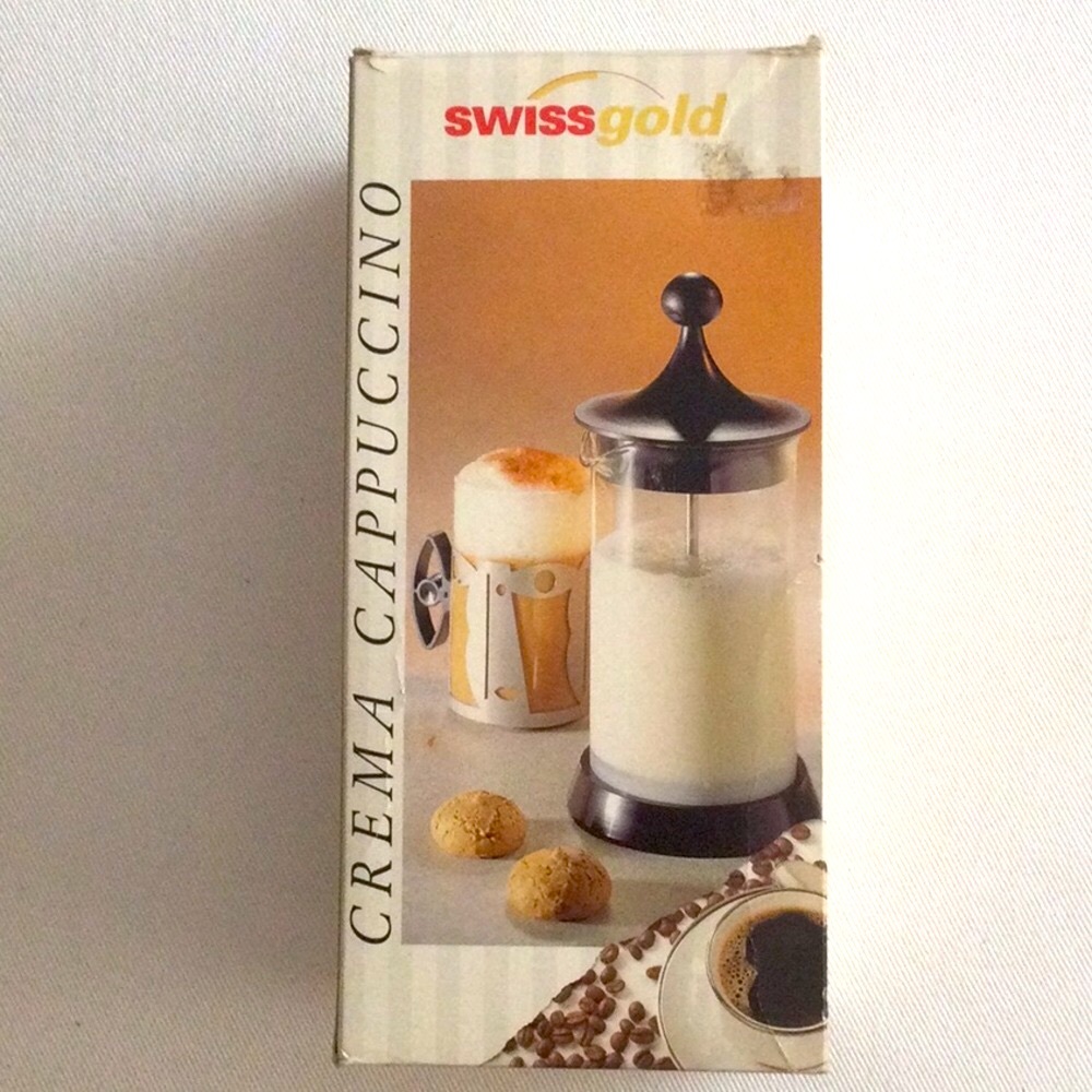 Swissgold Black and Glass Cappuccino Milk Frother - Crema Cappuccino